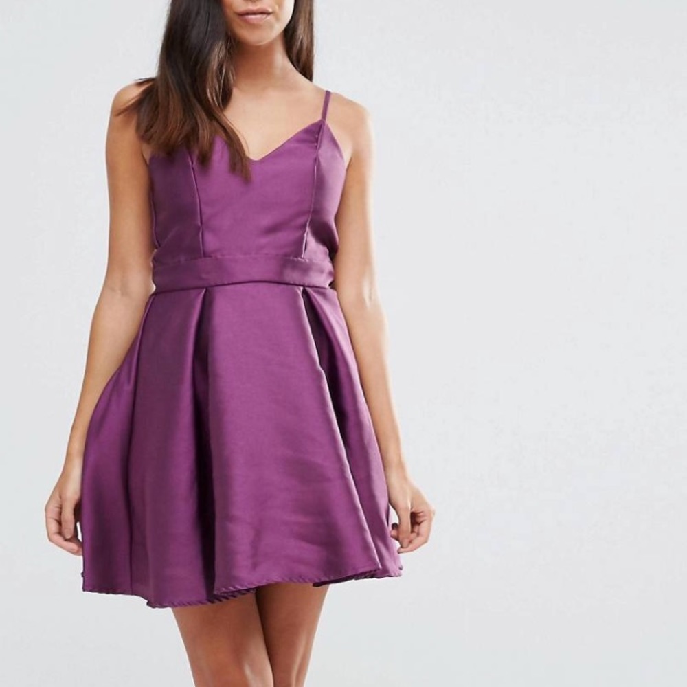 AX Paris Structured Cami Skater Dress in Plum